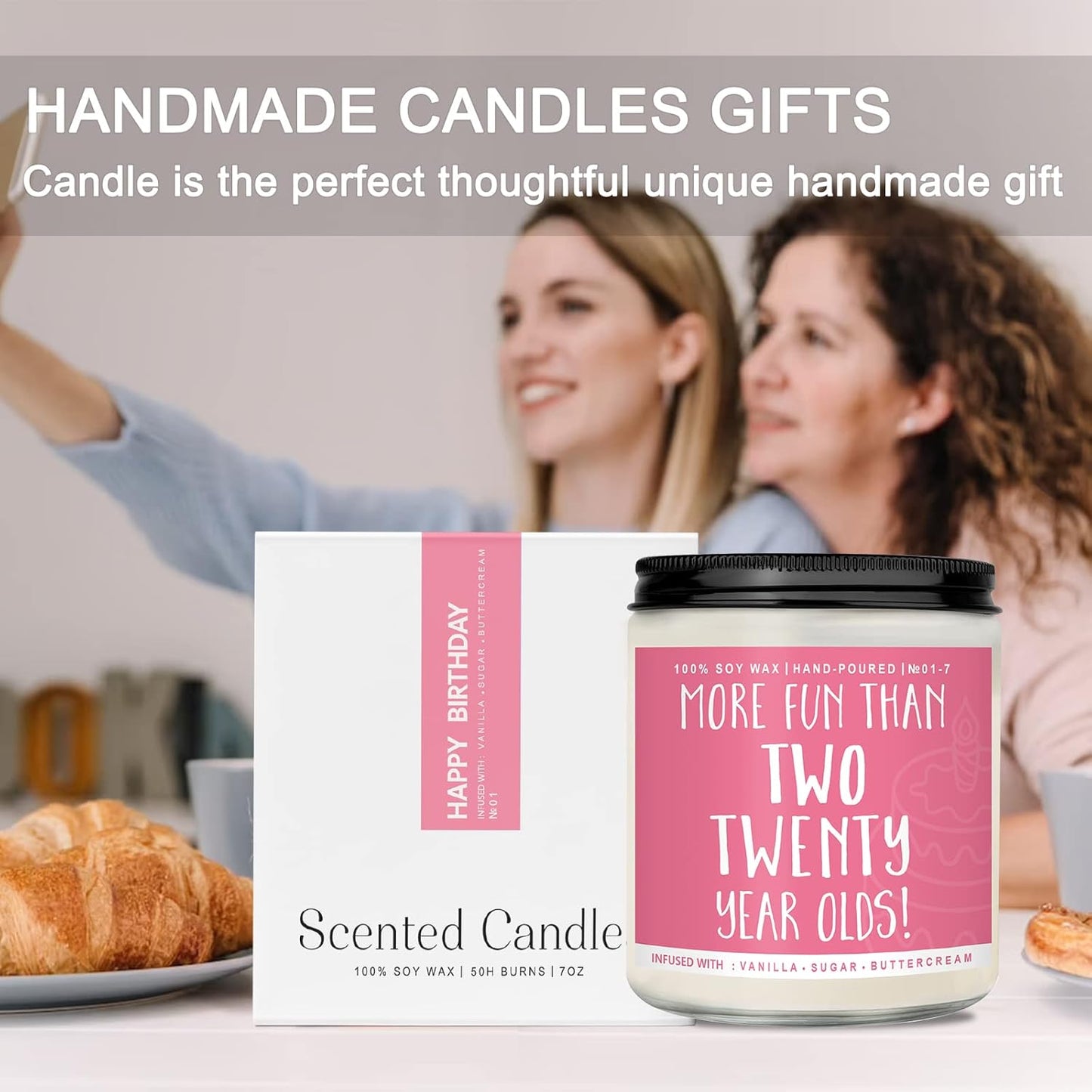 40th Birthday Gifts for Women, Perfect Birthday Present, Funny Presents for Mom, Friends, Wife, Sister, 7oz Vanilla Cream-Scented Candle