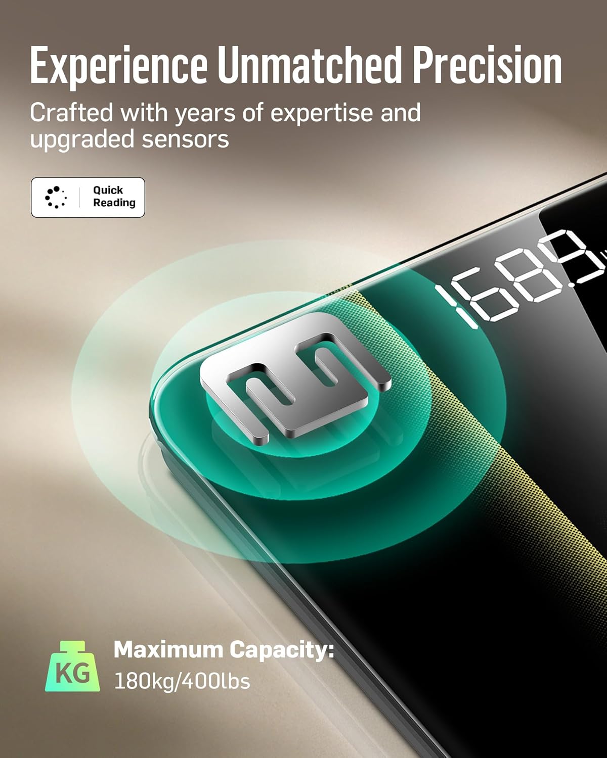 RunStar Digital Bathroom Scale for Body Weight with High Precision, Clear LED Backlight Display, Accurate Scale with 6mm Tempered Glass, 400lb