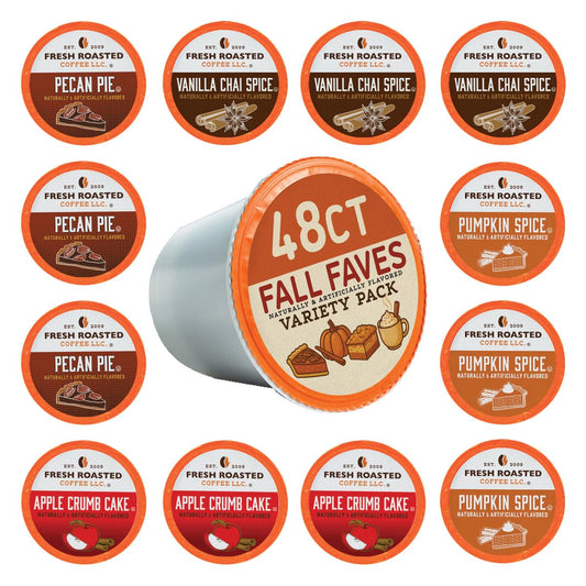 Fresh Roasted Coffee, Fall Faves Variety Pack, K-Cup Compatible, 48 Count
