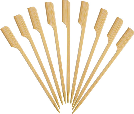 Minisland Premium 4.7 Inch Square Small Mini Bamboo Paddle Skewers for Appetizers Fruit Kabobs Sandwiches Cocktail Party Finger Food Sticks 3mm Thick 100 Counts -MSL162