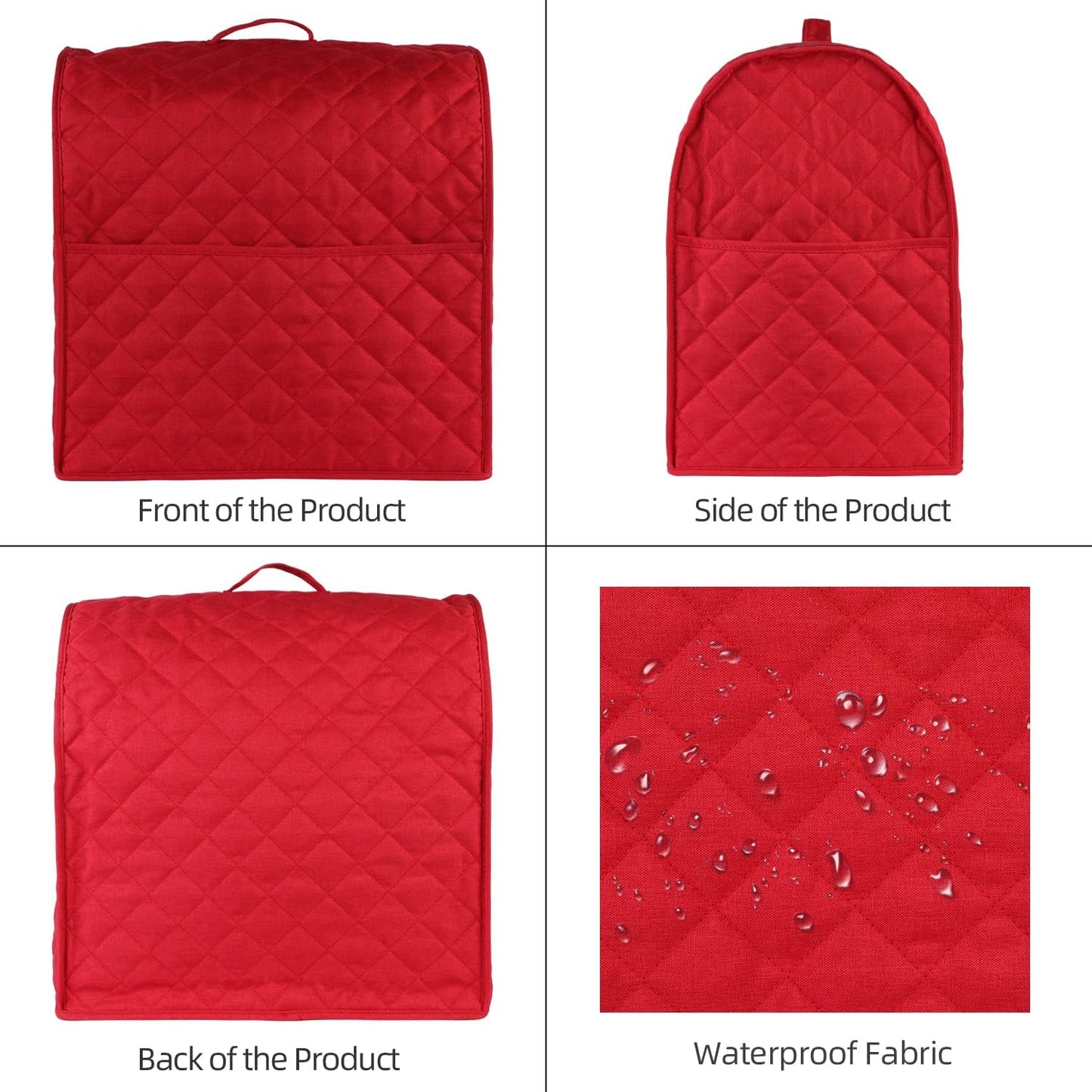 Stand Mixer Cover compatible with Kitchenaid Mixer, Fits All Tilt Head & Bowl Lift Models with 3 Organizer Bag for Accessories. (Red, For Bowl Lift 5-8 Quart)