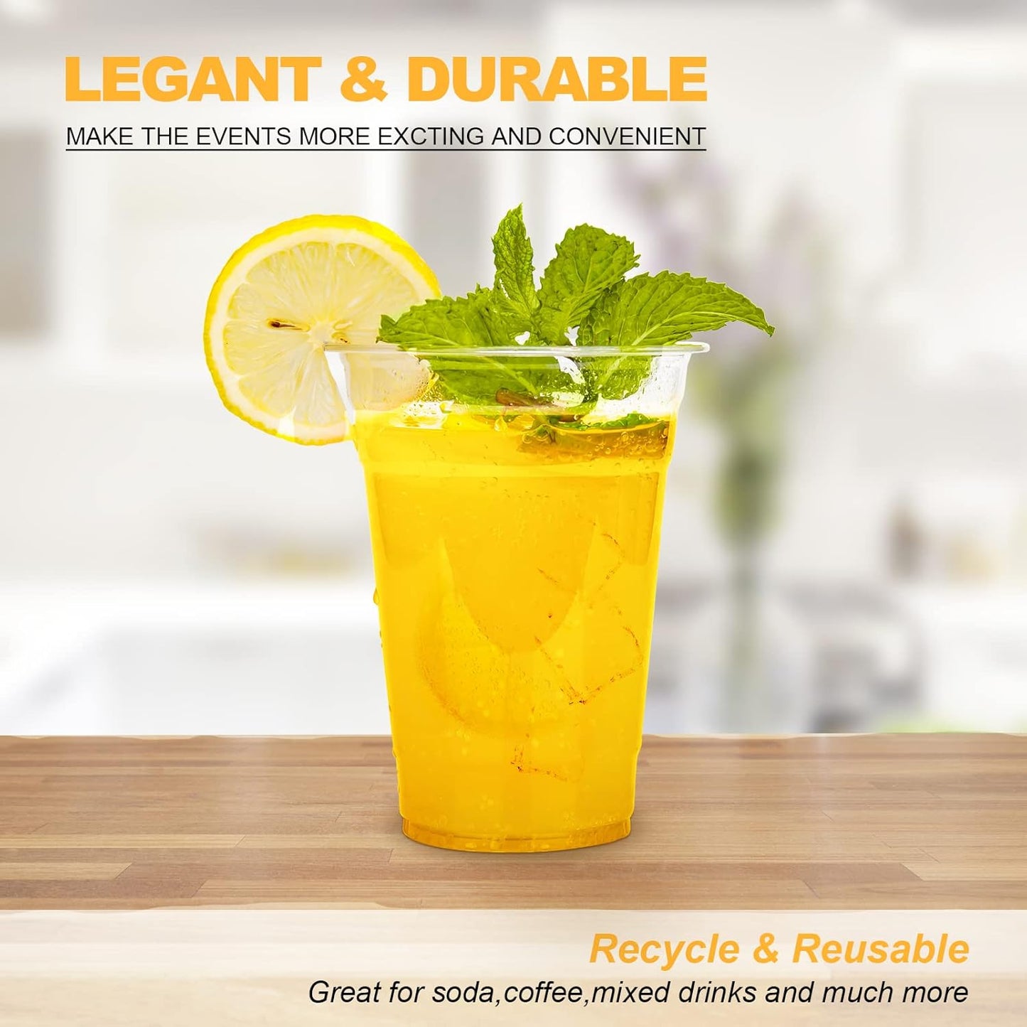 TashiBox [16oz - 150 Cups Clear Plastic Cups, disposable plastic cups for tea,smoothies Sodas and Mixed Drinks