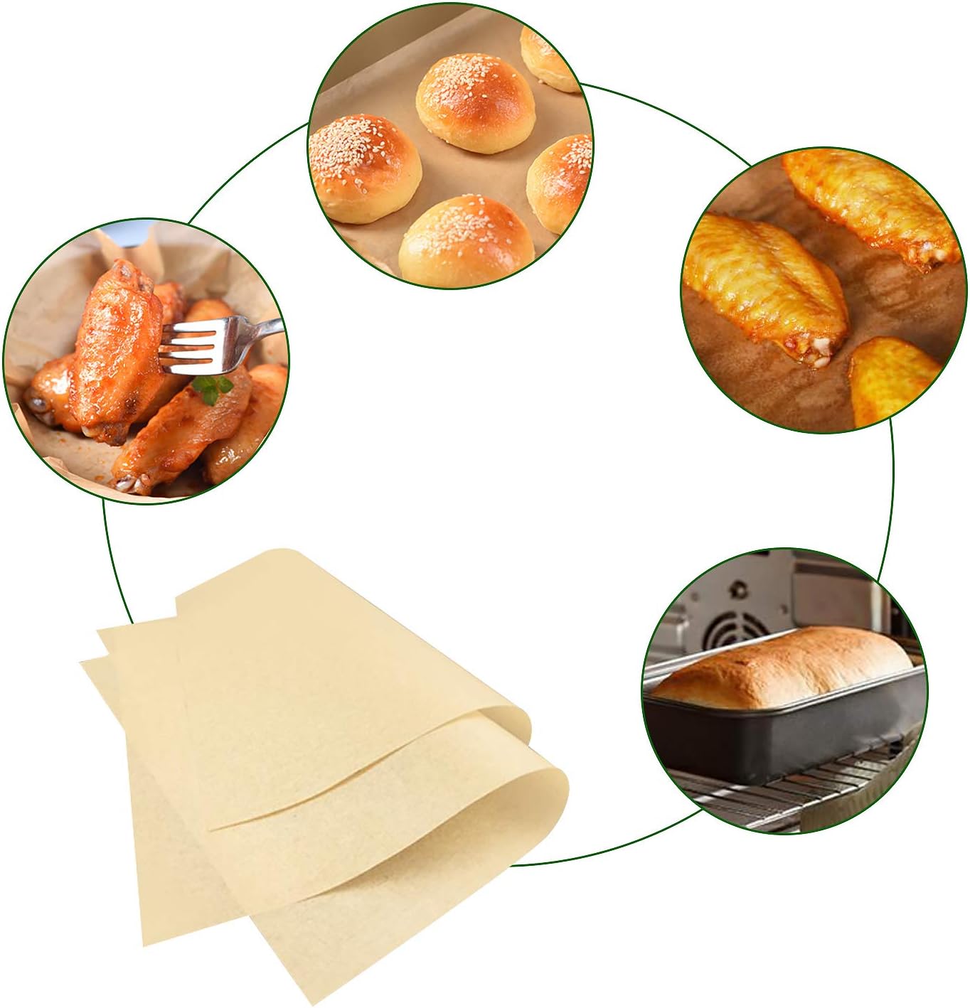 Parchment Paper Baking Sheets, 9 x 13 Inches Precut Unbleached Non-stick Parchment Paper for Baking Cookies, Air Fryer, Grilling, Humbuger and Sandwich Wrap