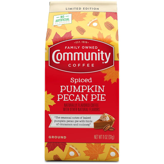 Community Coffee Spiced Pumpkin Pecan Pie Flavored Ground Coffee, Limited Edition, Medium Roast, 11 oz Bag (Pack of 1)