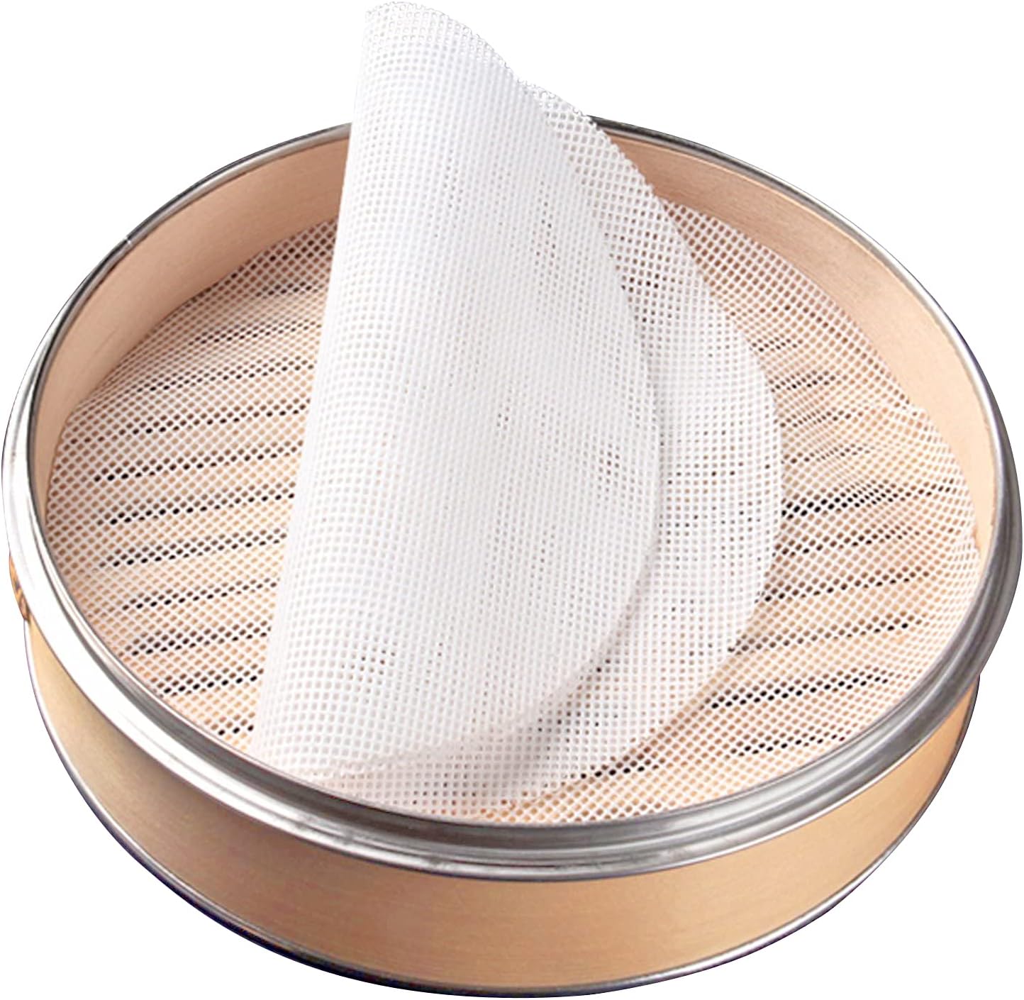 GUCUJI 12 Inch Silicone Bamboo Steamer Liners - Non-Stick, Reusable Steamer Mesh Mats for Steamed Buns, Dumplings, veggies, Dim Sum, Momo, Rice, and fish - Food Grade BPA Free (4Pcs)