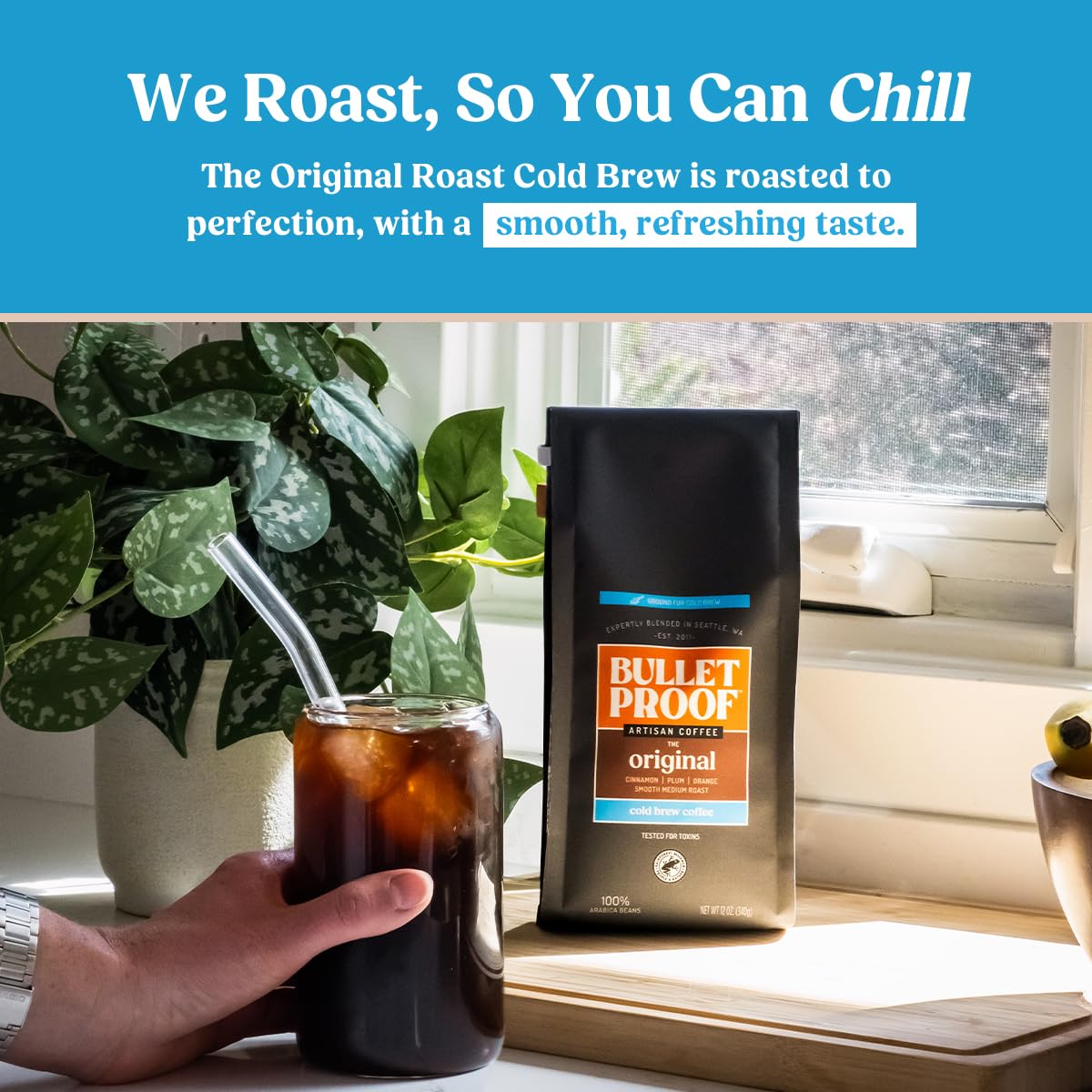 Bulletproof Original Medium Roast Coarse Ground Cold Brew Coffee, 12 Ounces, Clean and Tested for Toxins, Smooth Artisan Coffee Ground for Cold Brew Iced Coffee