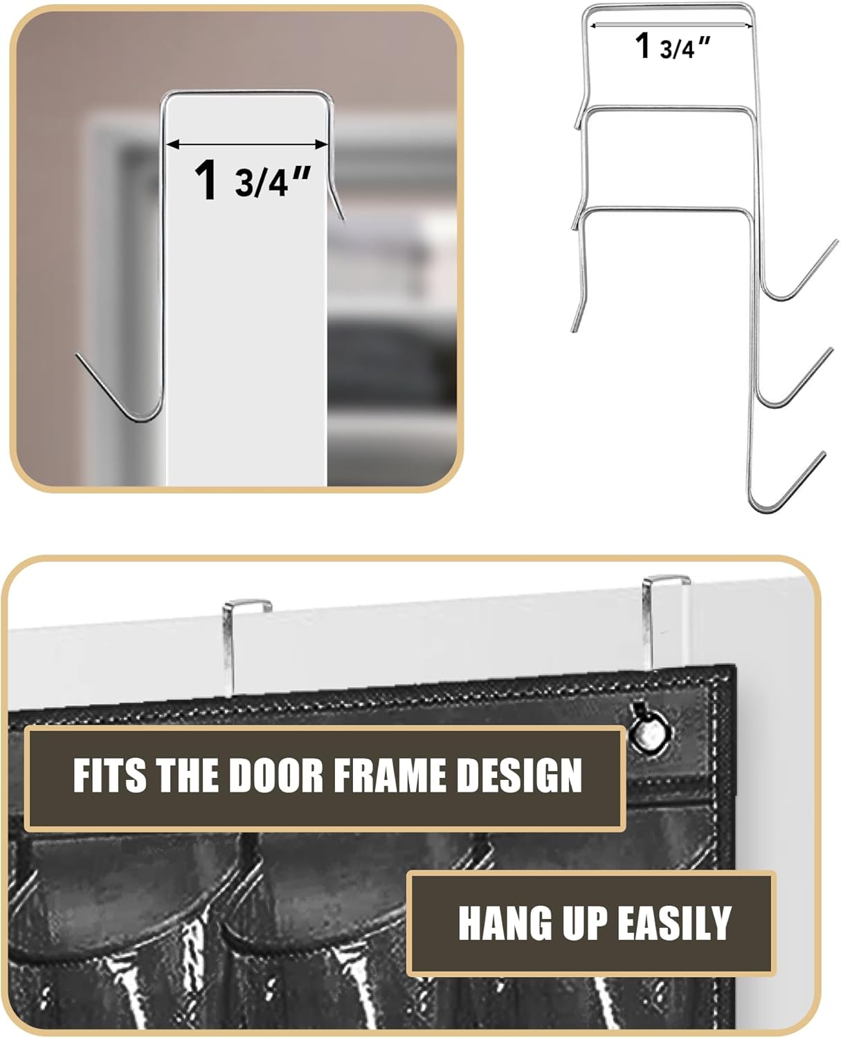 Over The Door Shoe Organizer - Space Saving Shoe Rack for Closet Door with 24 Pockets and Hook, Shoe Holder Back of Door Organizers for Shoes, Hanging Shoe Organizer (Black)