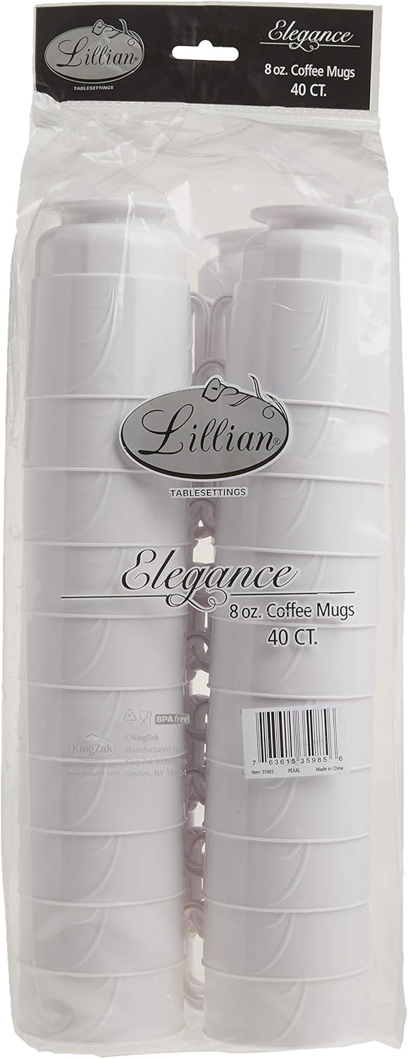 Lillian Signature Collection 40 Count Elegance Coffee Mug, 8-Ounce, White