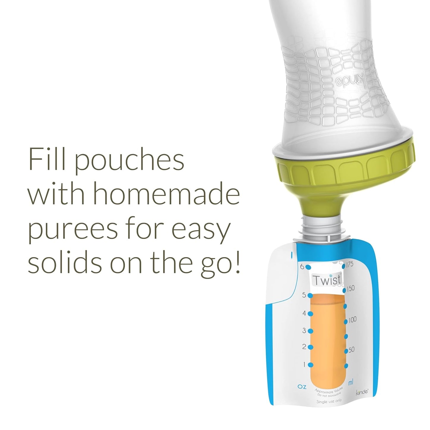 Kiinde Foodii Baby Food Storage Starter Kit, Squeeze Pouch and Reusable Spouts Set