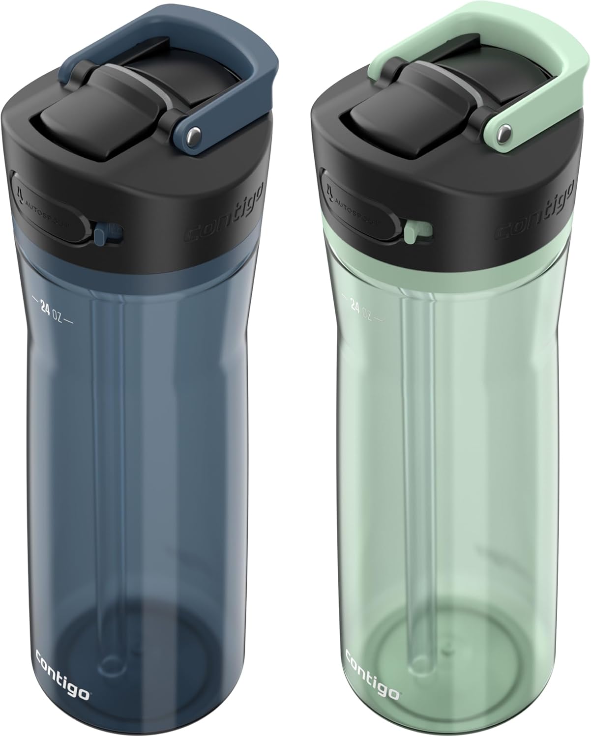Contigo Ashland 2.0 AUTOSPOUT Water Bottle, 24 oz, 2-Pack, Blueberry; Agave