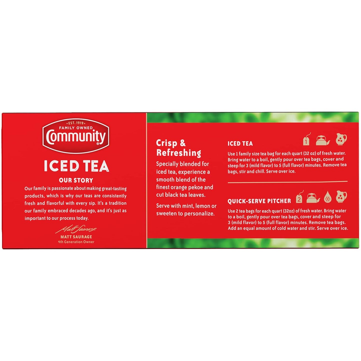 Community Coffee Signature Iced Tea, 144 Family Size Tea Bags, 24 Count Box (Pack of 6)