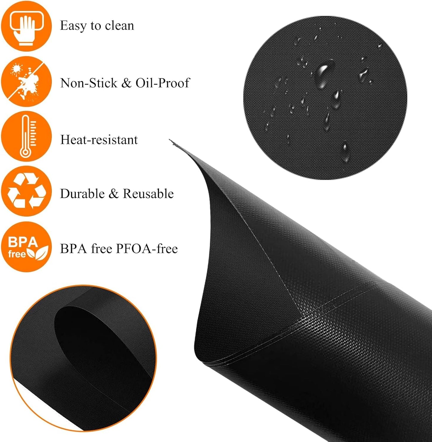 3Pcs Air Fryer Liners Toaster Oven Liners For Bottom Of Oven (12"X12") Reusable Non-Stick Heat Resistant Toaster Liners, Baking Mat for Ninja Foodi SP101 & SP201,black