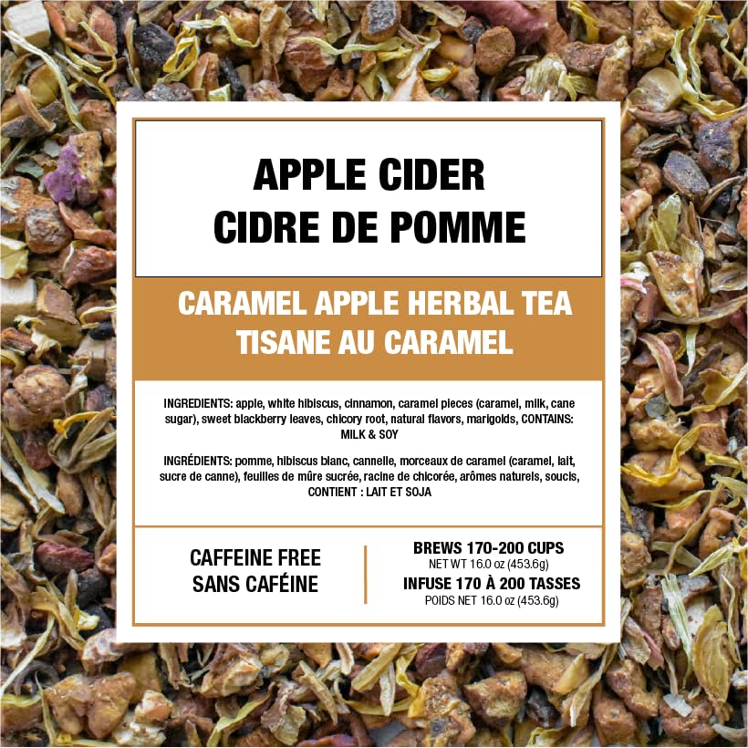 Tiesta Tea - Apple Cider, Loose Leaf, Caramel Apple Herbal Tea, Non-Caffeinated Herbal Blend, Make Hot or Iced, Brews Up to 140-200 Cups, 16 oz Resealable Bulk Pouch