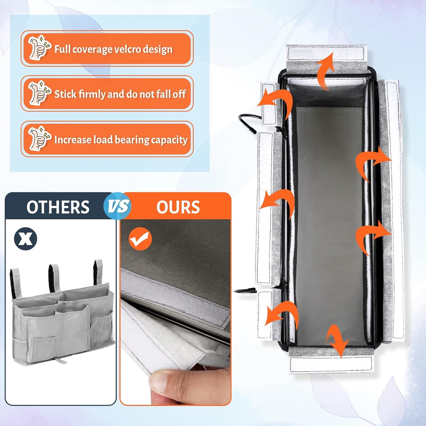 Loghot Bedside Caddy/Bedside Storage Bag Hanging Organizer for Bunk and Hospital Beds,Dorm Rooms Bed Rails,Can be Placed Glasses,Books,Mobile Phones,Keys (New Black-1)