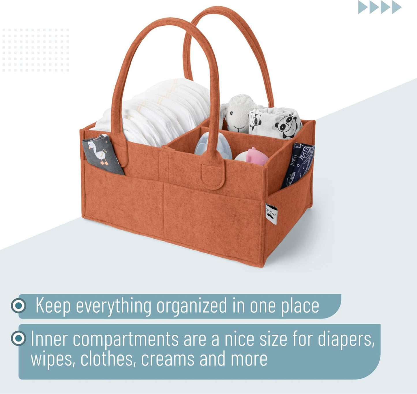 Mr. Pen- Baby Diaper Caddy Organizer, Rustic Warmth, Baby Caddy Organizer with Handle, Compact Size, Collapsible & Portable