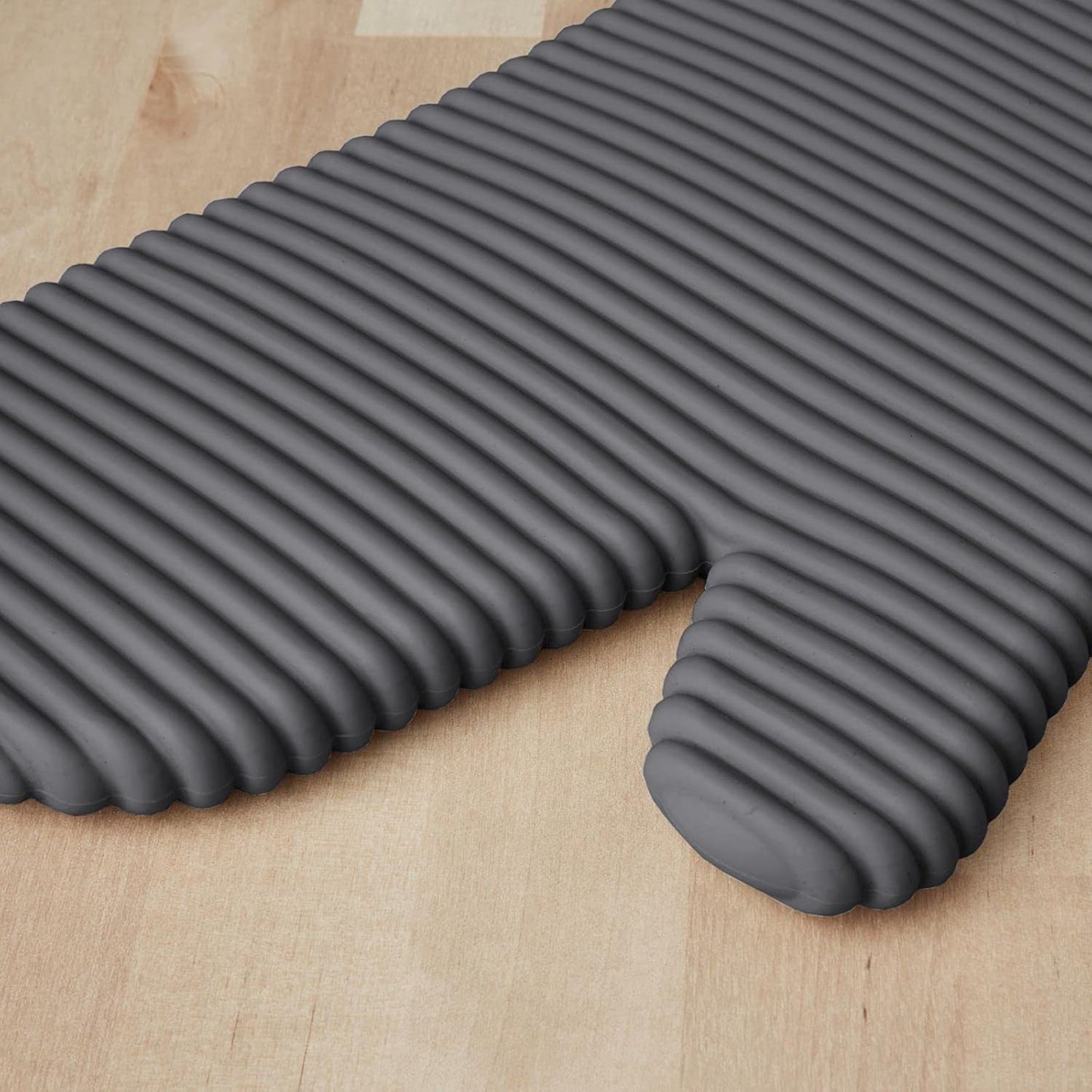 KITCHENAID Ribbed Soft Silicone Oven Mitt 2-Pack Set, 7.5"x13", Charcoal Grey