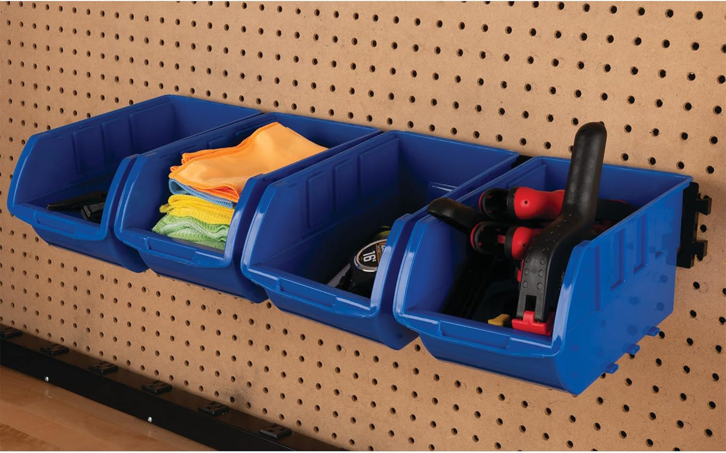 Performance Tool W5196 Large Stackable Storage Trays - Adjustable for Vertical or Horizontal Position, Blue, Pack of 4