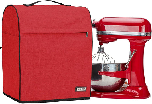 HOMEST Stand Mixer Cover Compatible with KitchenAid 6/7/8 Quart Bowl Lift，Dust Cover with Zipper Pocket for Accessories, Red (Patent Design)