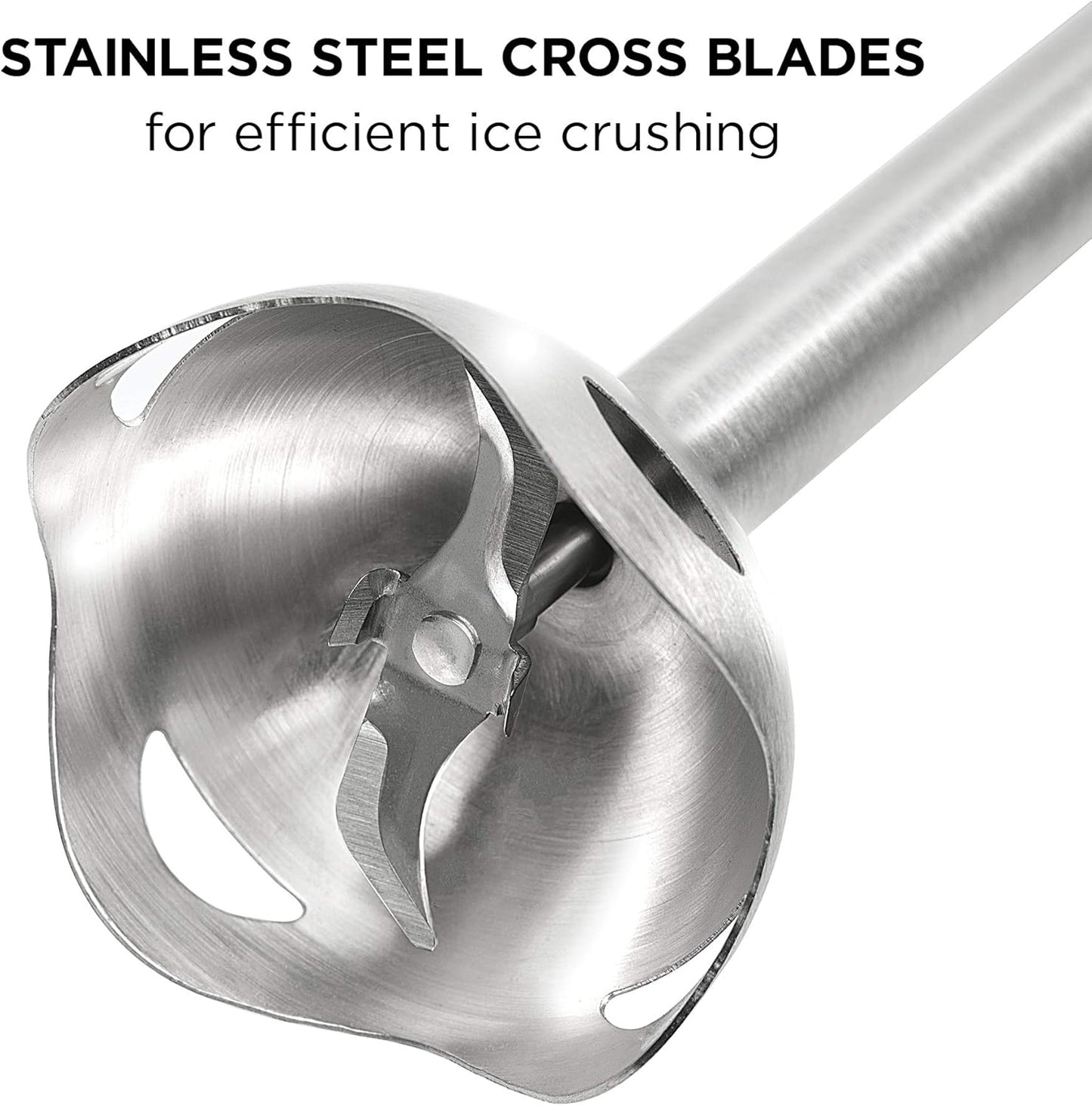 Chefman Immersion Stick Hand Blender with Stainless Steel Blades, Powerful Electric Ice Crushing 2-Speed Control Handheld Food Mixer, Purees, Smoothies, Shakes, Sauces & Soups, Red