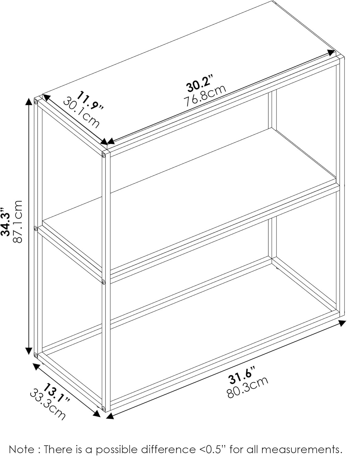 Furinno Moretti Modern Wide Stackable Metal Shelf, French Oak Grey
