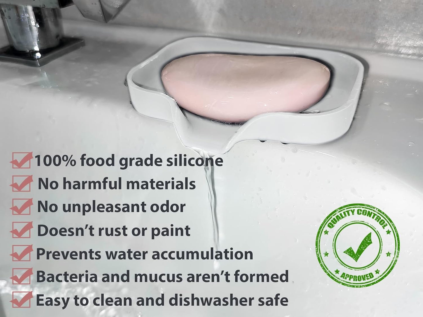 2 Pcs White Silicone Self Draining Rectangular Soap Dishes - Waterfall Soap Trays - Soap Dishes for Bar Soap - Soap Boxes - Soap Case - Soap Container - Soap Pads - Kitchen Sink - Shower - Bathroom !