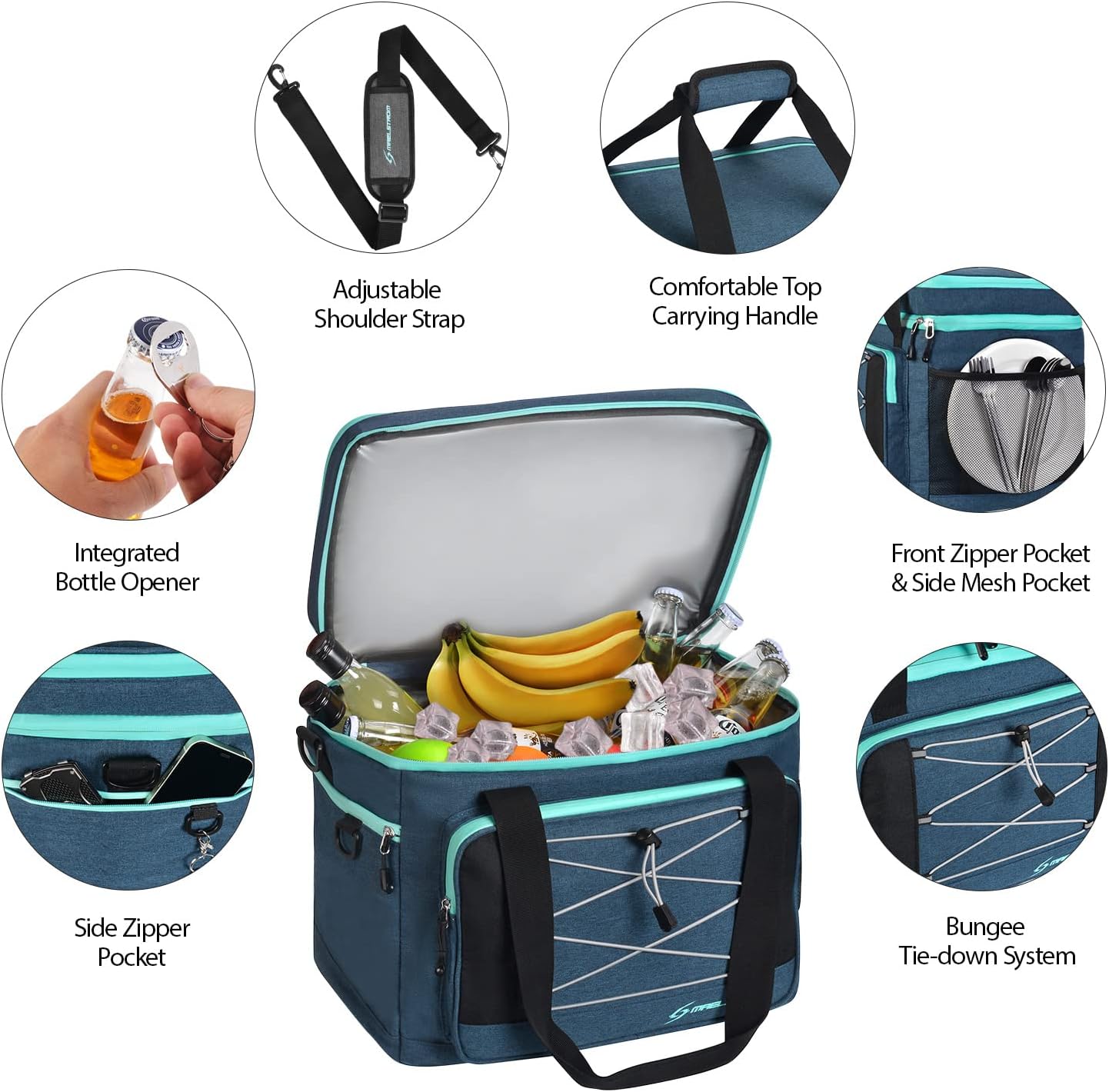 Maelstrom Collapsible Soft Cooler Bag, 24/30/60/75 Cans Beach Cooler, Ice Chest, Leakproof & Portable for Beach, Camping, Road Trips & Grocery Shopping