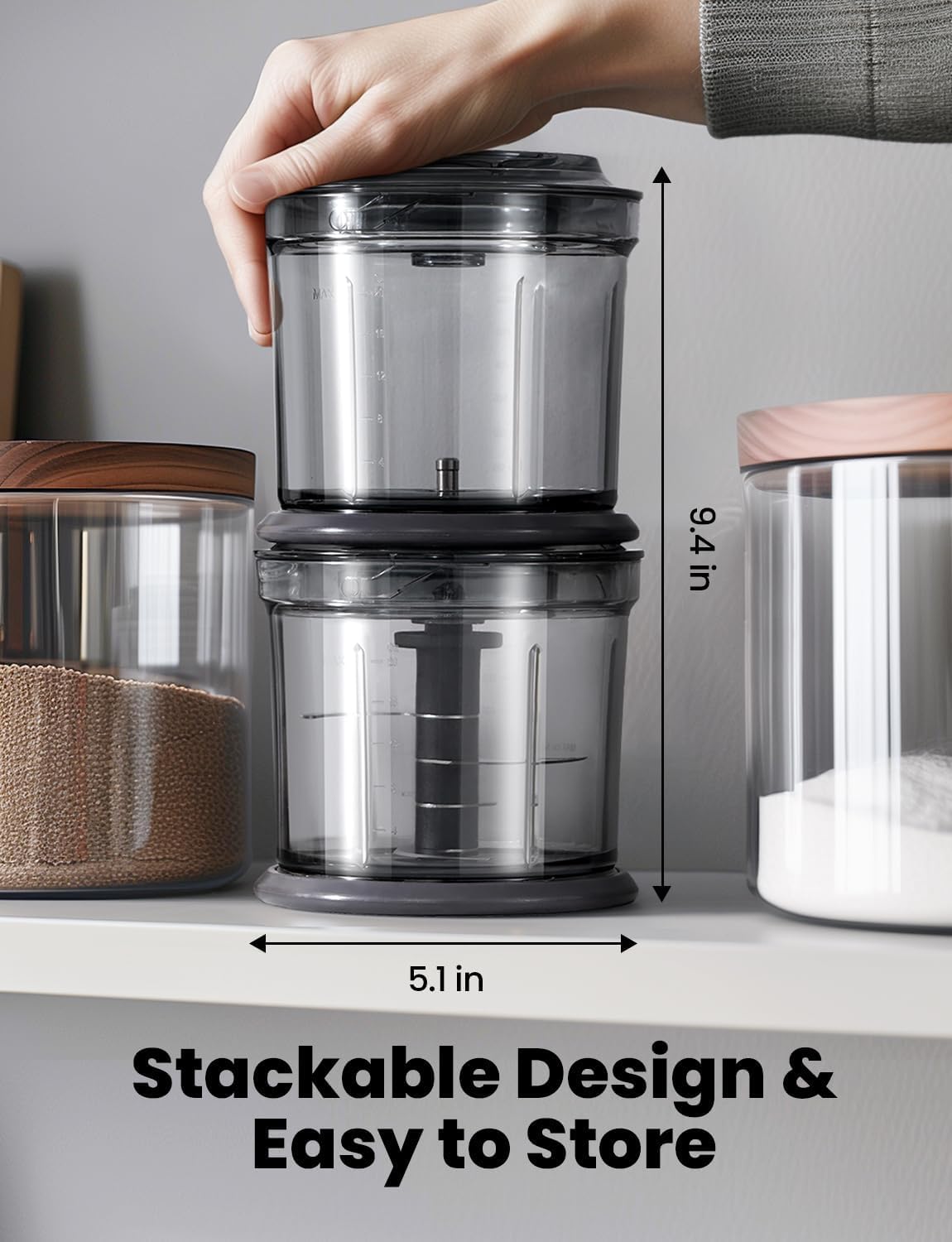 Food Processor 4 Cup, Electric Food Chopper, 【Small but Powerful】Meat Grinder with 2 Bowls, 2 Speed & 4 Blades for Vegetable, Meat, Nuts, Functions for Chopping, Dicing, Mixing and Puree