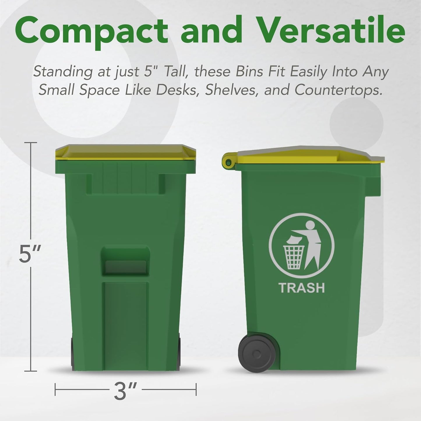 Wiosi Mini Garbage Trash Pen Holder for Desk, Pack of 2, Blue & Green, Tiny Recycle Bin Pencil Holder | Storage for Pencils & Pens | Office Stationery to Organize The Desk | Ideal for Student Work