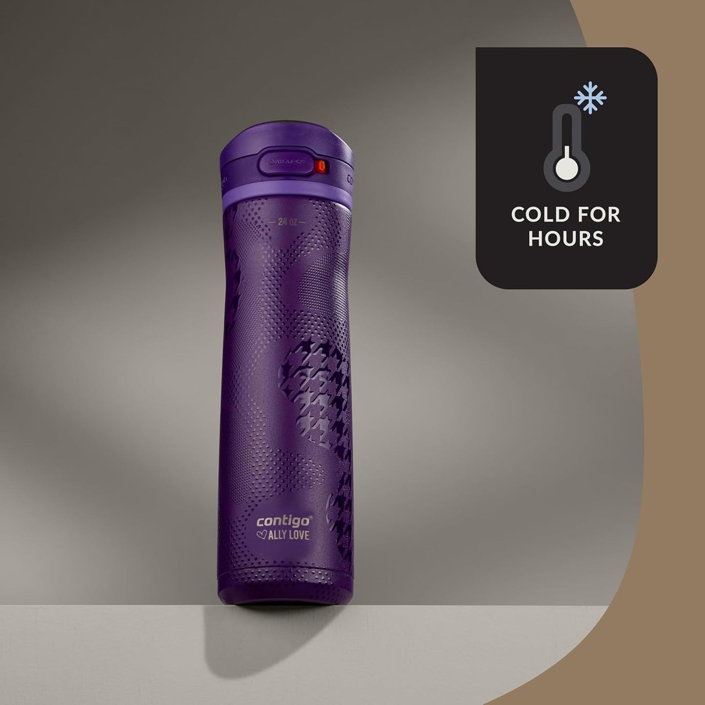 Contigo x Ally Love Jackson Chill 2.0, Stainless Steel, Spill Proof Water Bottle with AutoPop Lid, BPA Free, 24oz, Violet