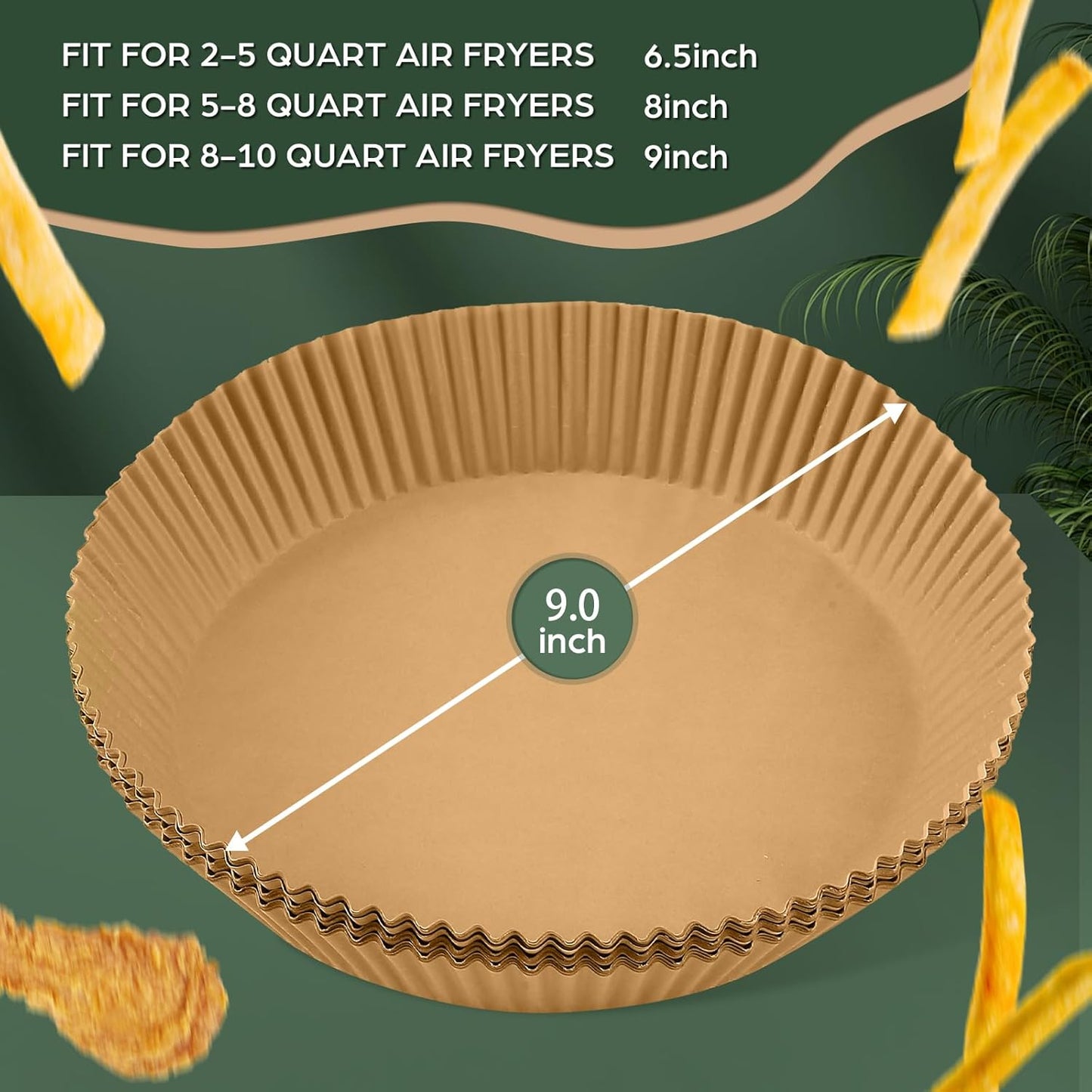 Air Fryer Paper Liners Disposable: 200Pcs 9 Inch Special Round Liners for Air Fryer, Grease and Water Proof Non Stick Basket Parchment Paper
