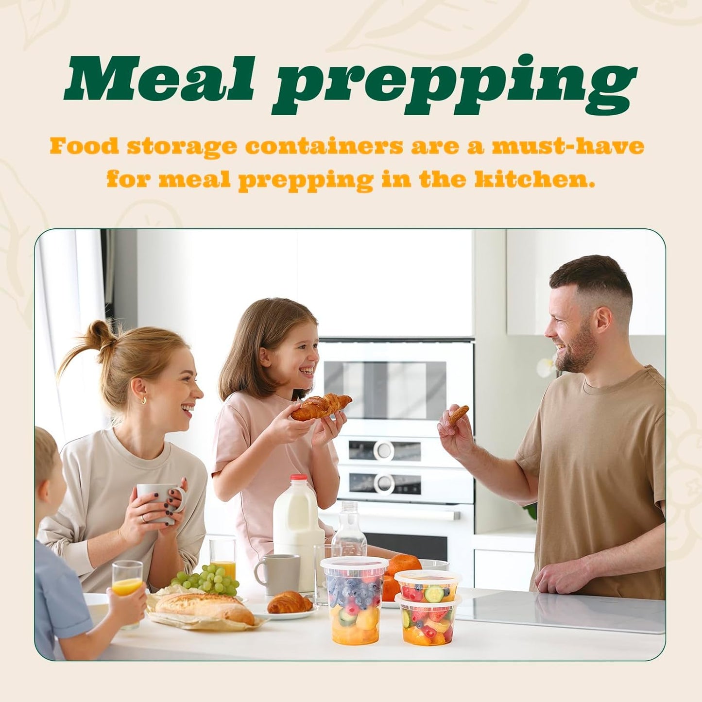 Glotoch Express 8oz & 16oz Combo Pack Food Containers with Lids, BPA-Free Plastic Deli Cups, Leakproof, Microwave/Freezer/Dishwasher Safe, 240 Pack