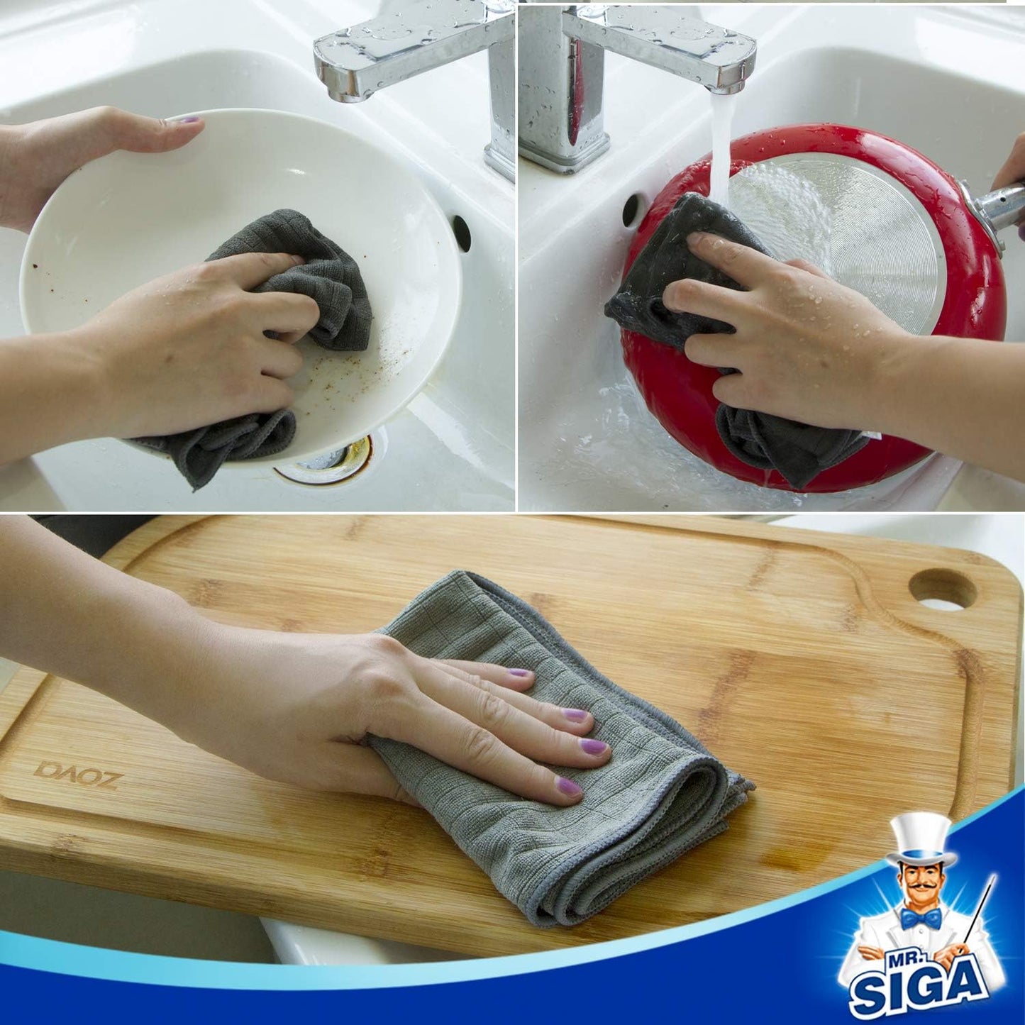 MR.SIGA Microfiber Cleaning Cloth, All-Purpose Cleaning Towels, Pack of 6, Size 13.8 x 15.7 in