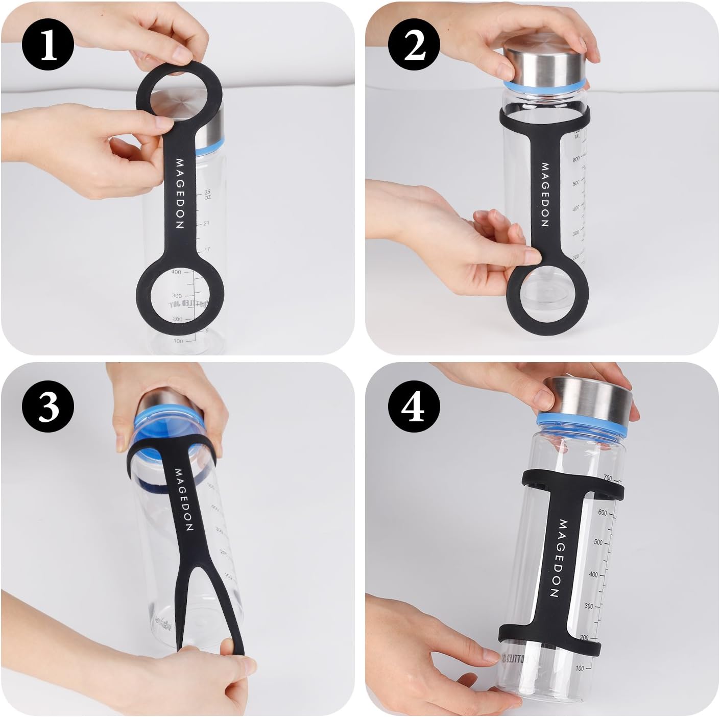 (2 pack) Water Bottle Carrier Grip,Water Handle Grip,Cup Strap, soft band holder strap makes any bottle handheld. For Running Bike, gym or jogging
