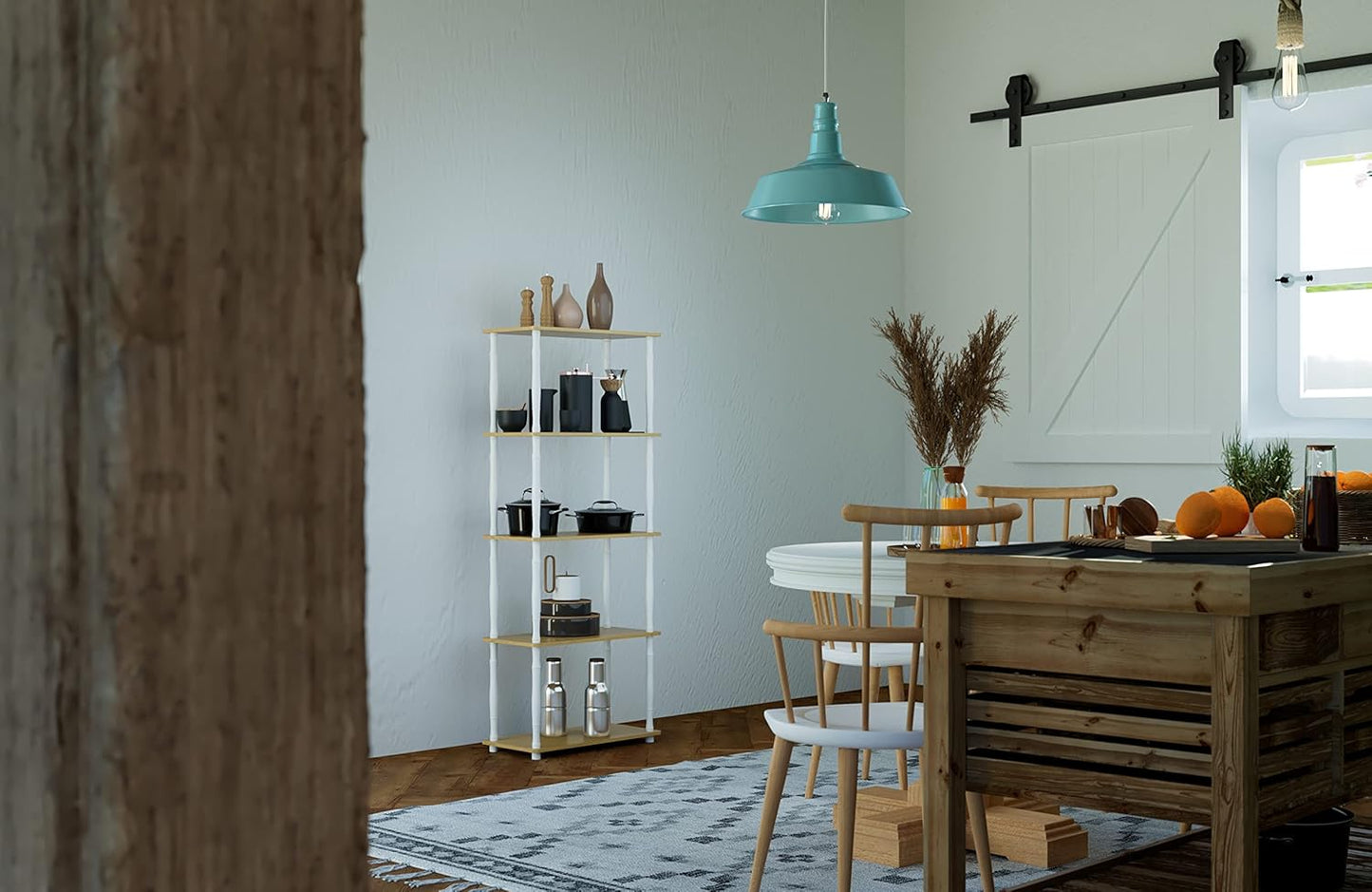 Furinno Turn-N-Tube 5-Tier Multipurpose Shelf / Display Rack / Storage Shelf / Bookshelf, Classic Tubes, Beech/White