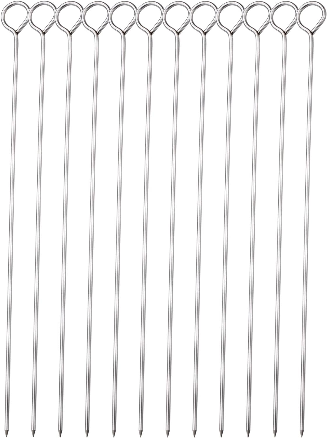 10 Inch Metal Barbecue Skewers, Stainless Steel BBQ Skewers, Shish Kebab Kabob Skewers 12 Pcs