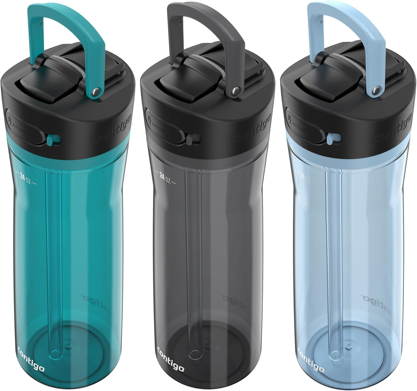Contigo AUTOSPOUT Water Bottle, 24 oz | Leakproof Design | Juniper/Sake/Glacier | Pack of 12