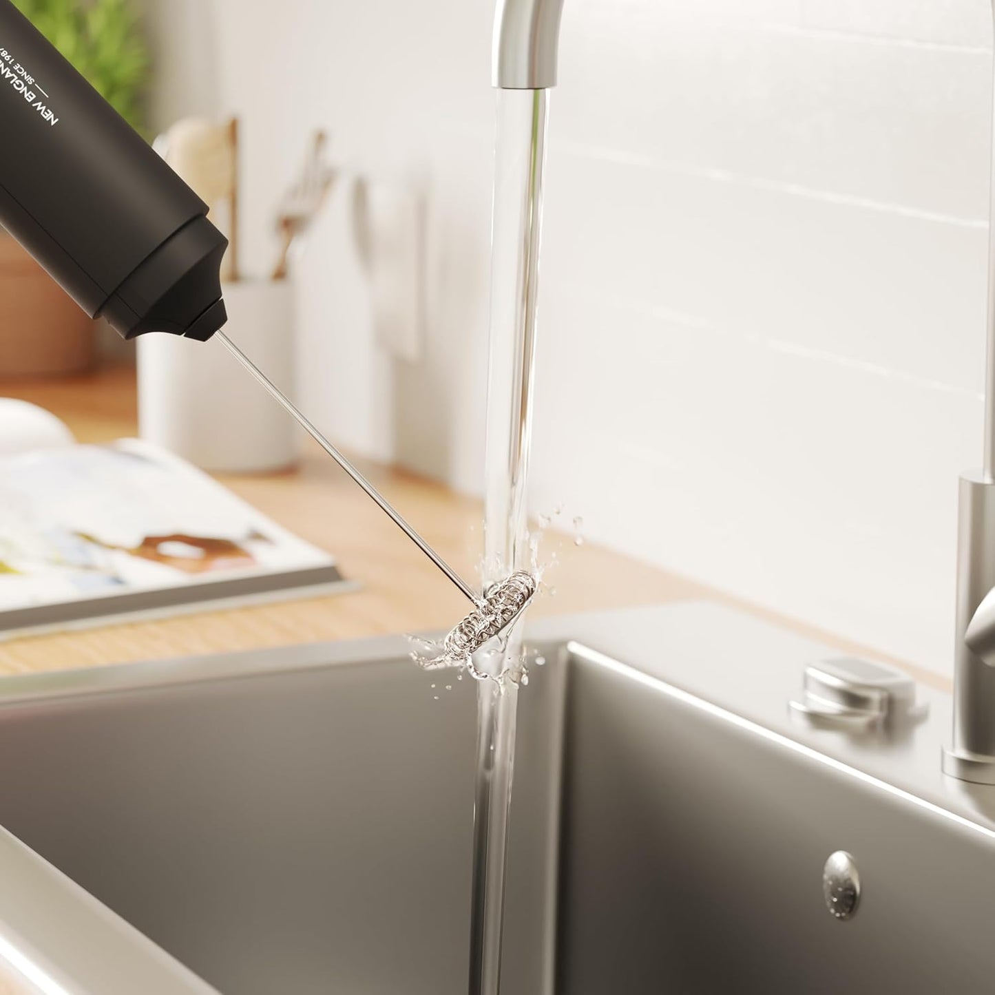 Travel Milk Frother with Cover - Handheld Electric Foam Maker with Stainless Steel Whisks, Portable Drink Mixer for Coffee, Latte, Matcha, Hot Chocolate