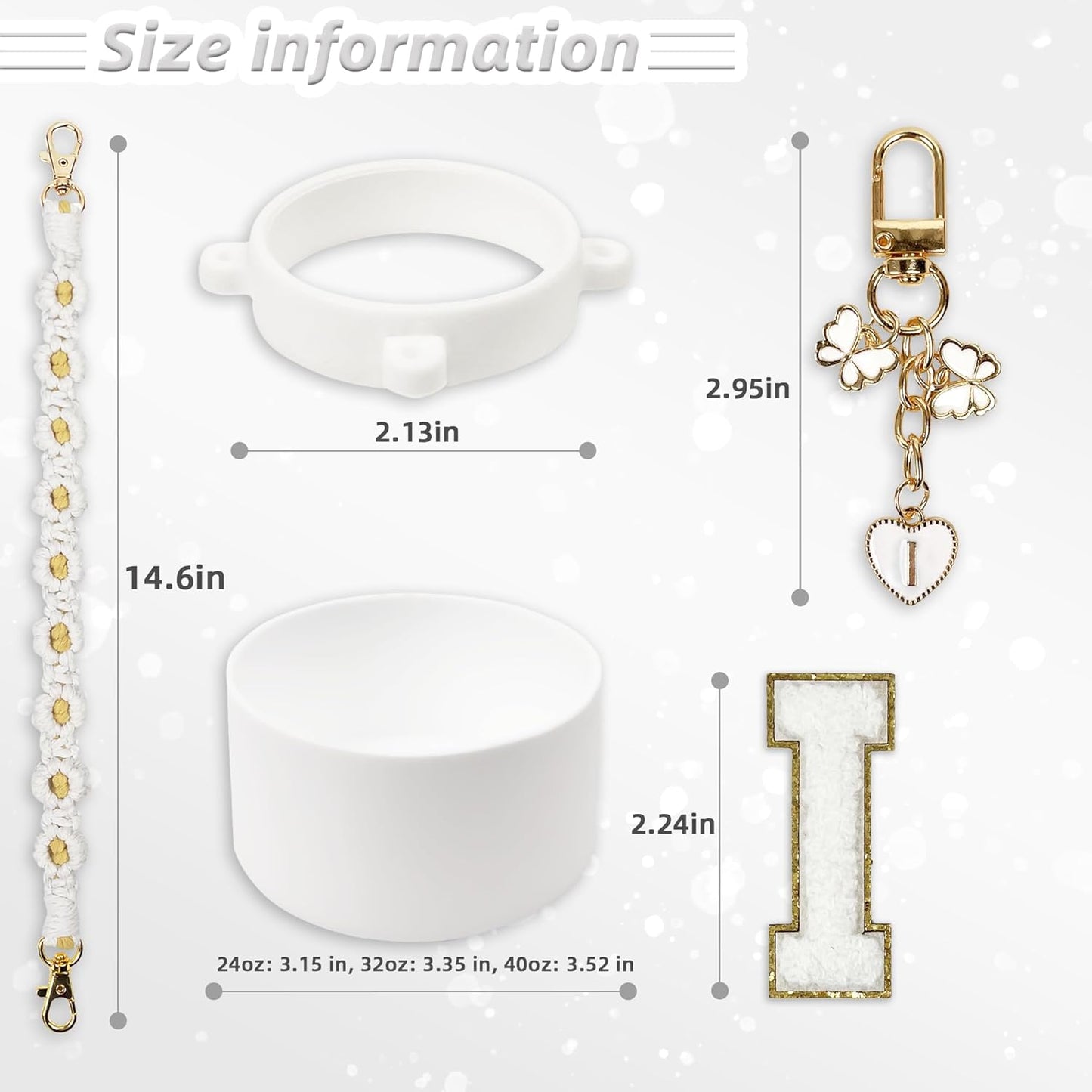 SITKOL Silicone Boot Cute Monogram Set Compatible with Owala Water Bottle 24 oz, 32 oz, 40 oz - Perfect Letter Owala Accessories for Owala Tumbler, Owala Free Sip, Pink Owala, Black Owala