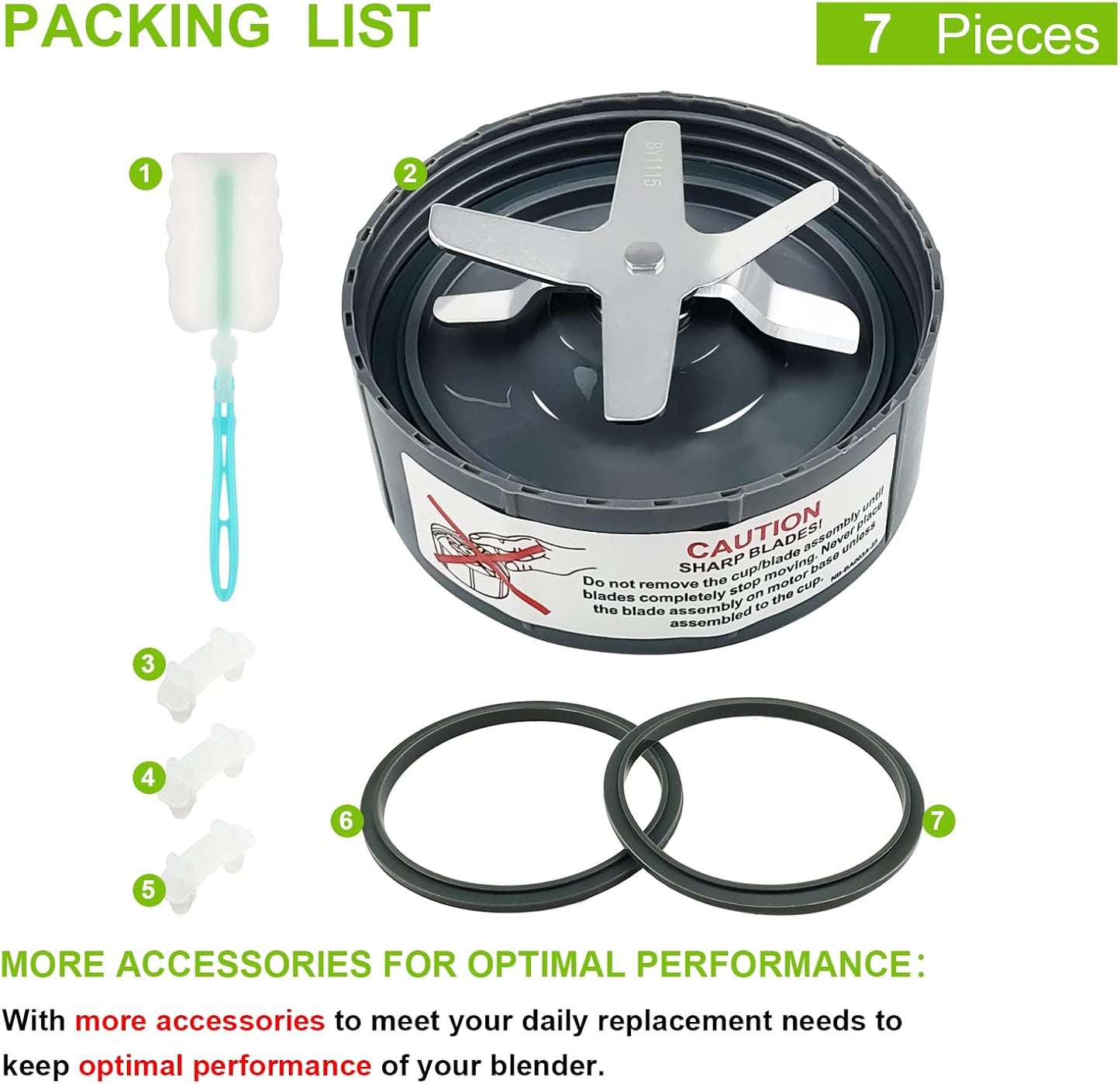 7 Pieces Blade Replacement Parts Blender Extractor Cross Blade Compatible with Nutribullet 600W and Pro 900W