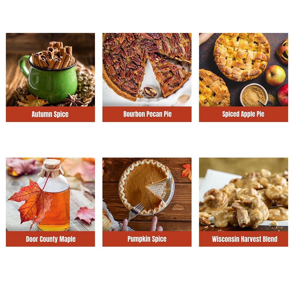 Gourmet Fall Flavored Coffee Sampler Pack - 10 Bags of Seasonal Flavored Coffees - Door County Coffee