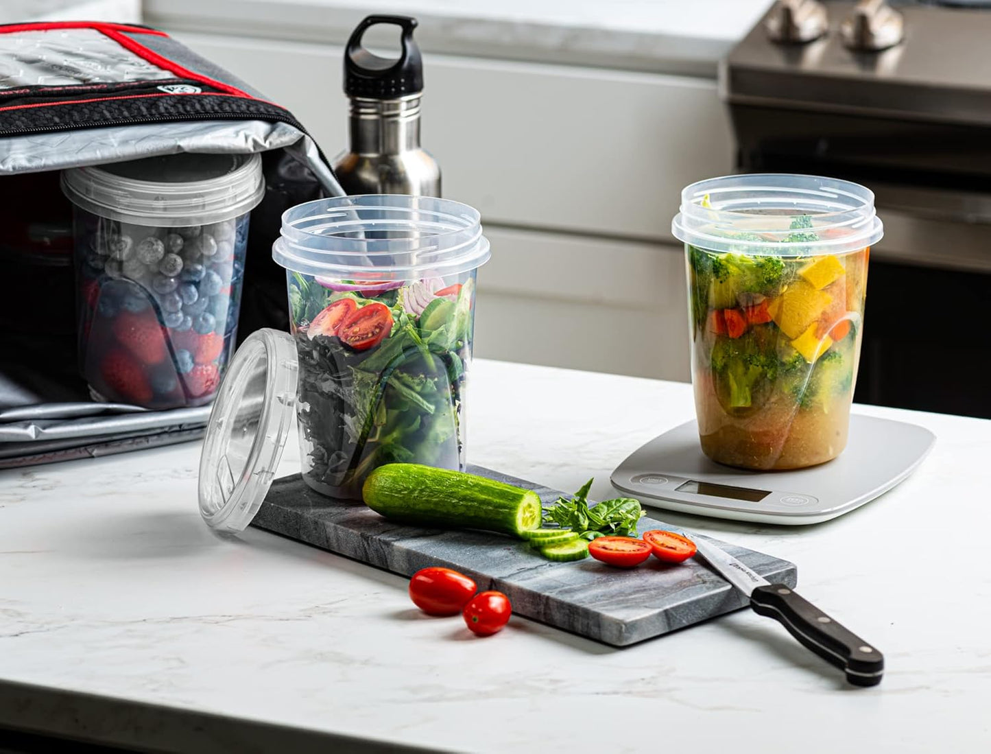 (32 Ounce 10 Pack) Clear Twist cap Containers With Screw on Lids Twist Top Food Storage Freezer Containers