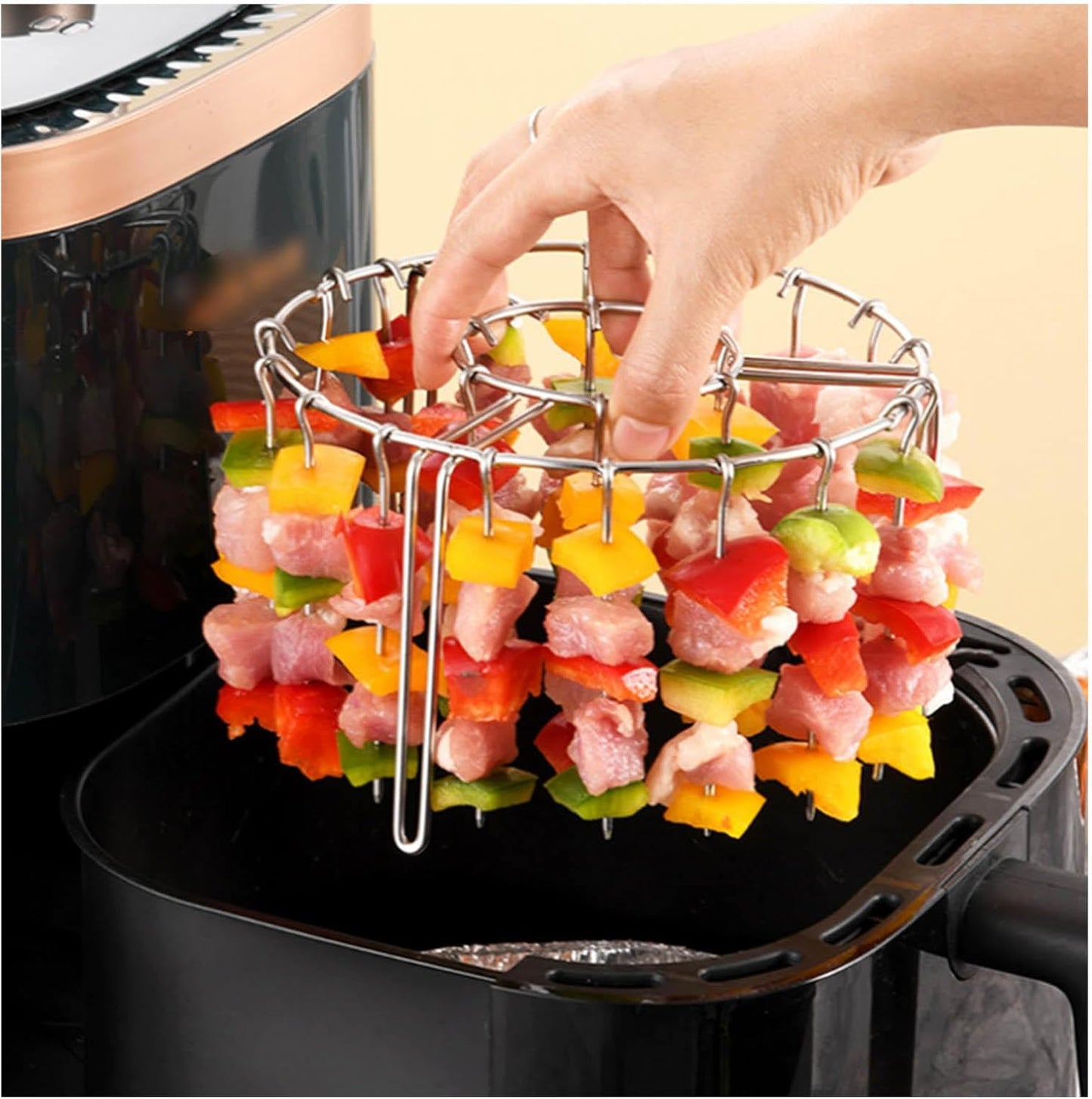New Air Fryer Grill Eco-Friendly Non-Stick BBQ Rack ‌ 304 Stainless Steel Grill Rack, Air Fryer Skewer Rack, for Grilling Home Kitchen,48skewers