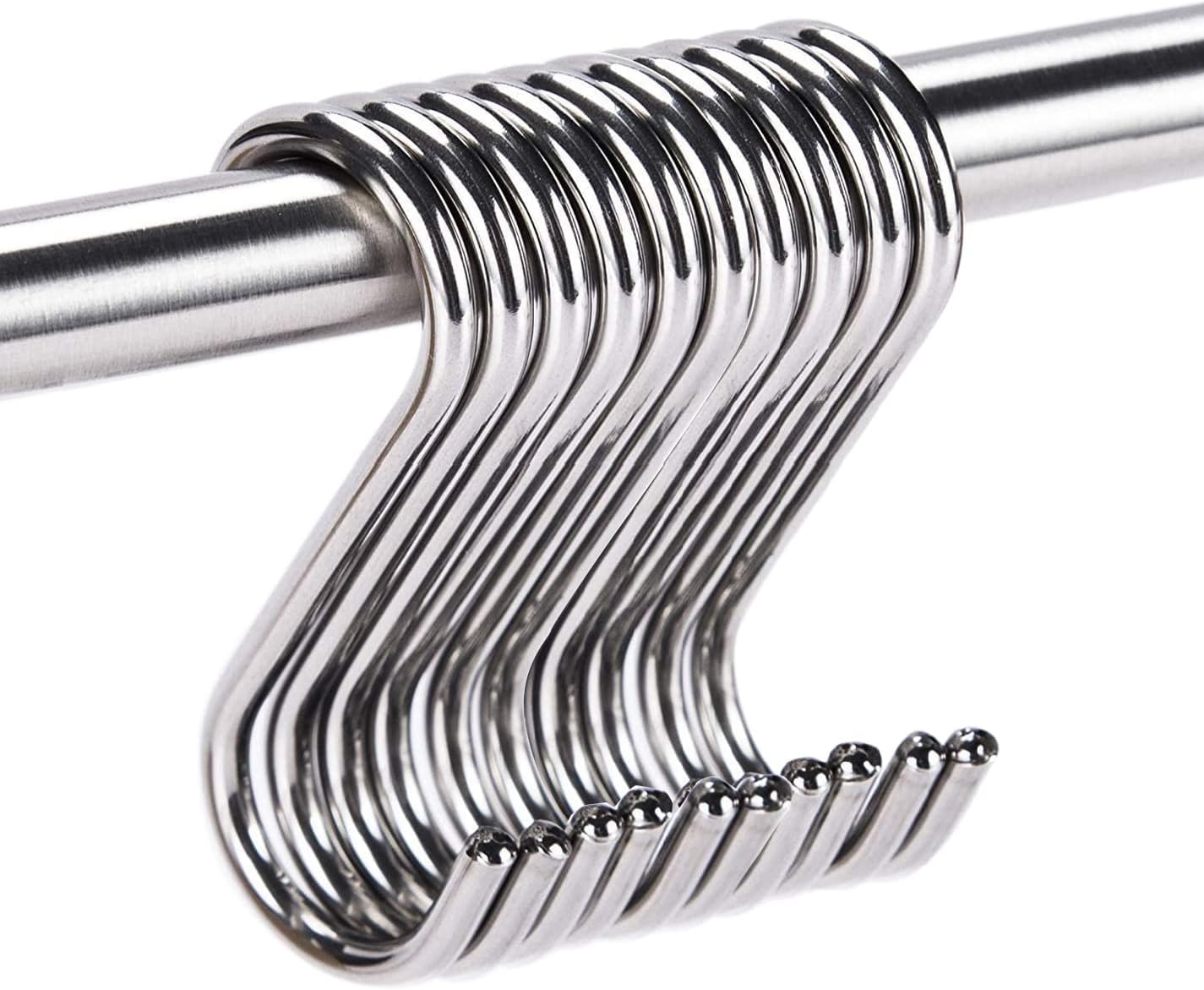 ARTOYS Stainless Steel S Hooks - Pack of 10, 3 Inches, 4mm Diameter, 50lbs Load Capacity - Electroplated Surface