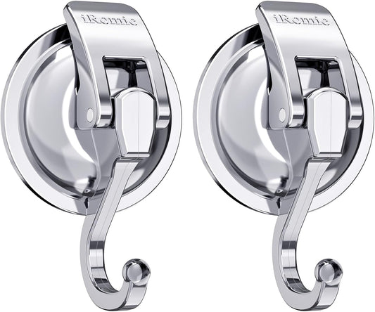 Heavy Duty Vacuum Suction Cup Hooks (2Pack) Specialized for Kitchen&Bathroom&Restroom Organization, by iRomic