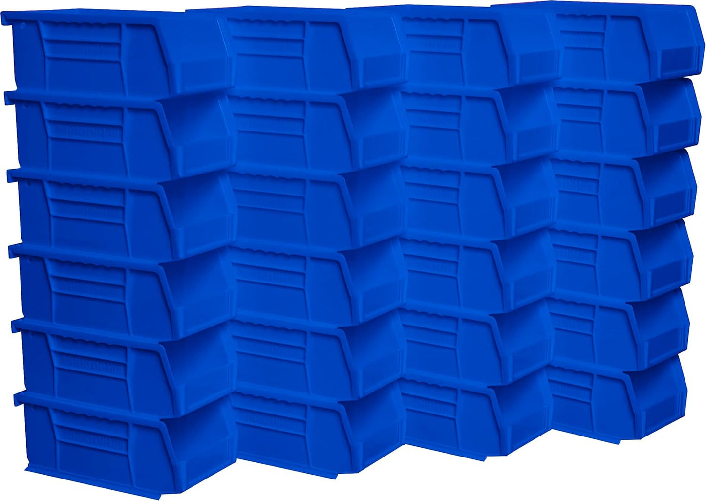 Akro-Mils 30220 AkroBins Plastic Storage Bins, Space-Saving Stackable Bins for Garage, Pantry, Craft Organization, 7-" x 4-" x 3-", Blue, 24-Pack