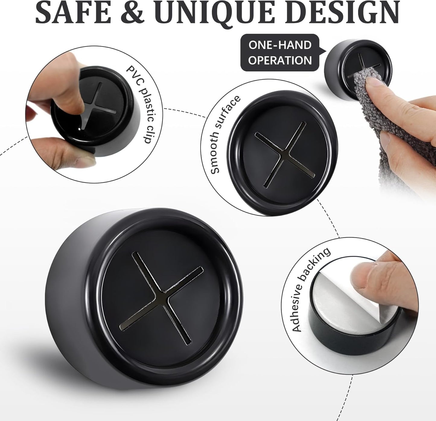 3 Pieces Kitchen Towel Hooks Round Adhesive Dish Towel Hook Premium Chrome Finish & Easy Installation Wall Mount Hand Towel Hook Ideal as Bathroom, Shower or Outdoor Towel Holders (Black)