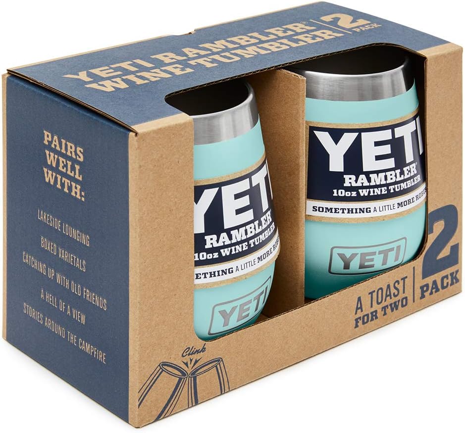 YETI Rambler 10 oz Wine Tumbler, Vacuum Insulated, Stainless Steel, 2 Pack