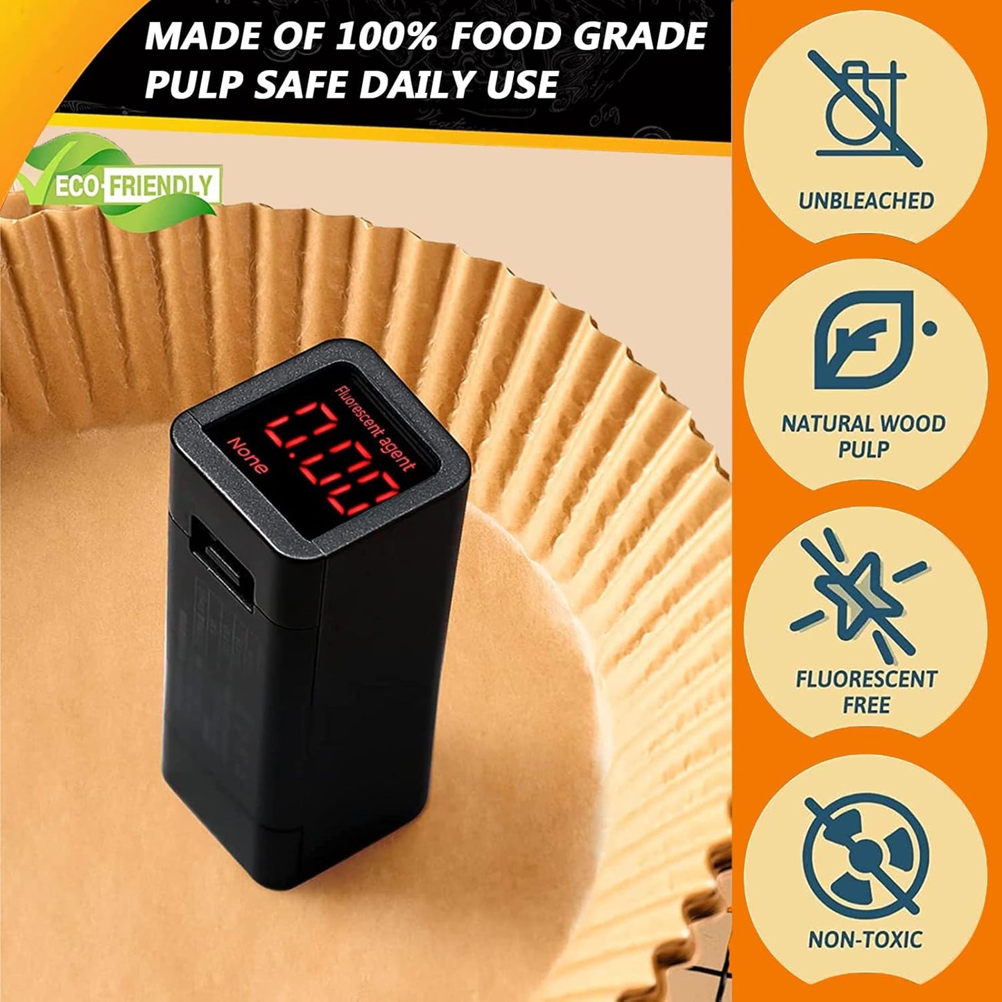 Air Fryer Disposable Paper Liners for Chefman 8qt, 10.3 Inch Large Air Fryer Liners Non-stick Oil Resistant, Waterproof, Food Grade Parchment Paper Liner for Roasting Microwave