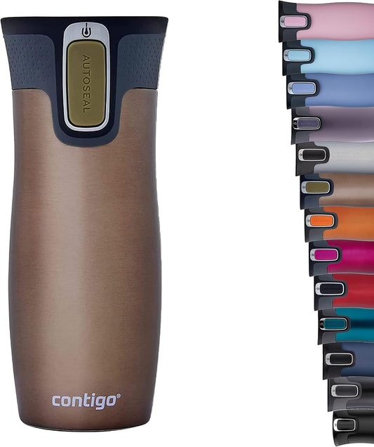 Contigo West Loop Autoseal Travel Mug, Stainless Steel Thermal Mug, Vacuum Flask, Leakproof Tumbler, Coffee Mug with BPA-Free Easy-Clean Lid