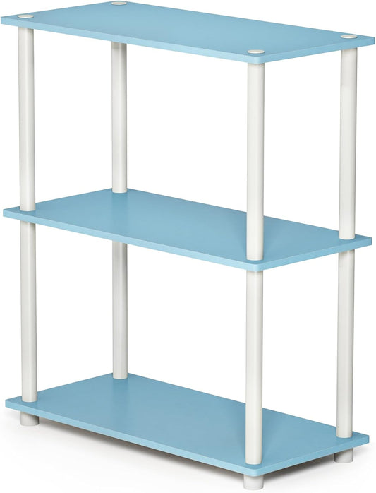 Furinno TURN-N-TUBE Storage Shelves, 3-Tier Book Shelf, Corner Shelf, Toolless Open Shelves, for Organization and Storage, Living Room, Garage, Home Office, Light Blue